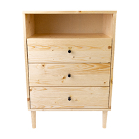 Jamie Tallboy 3 Chest of Drawers Solid Pine Wood Bed Storage Cabinet - Natural
