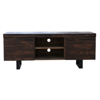 Rustica 160cm ETU Entertainment TV Unit Solid Pine Wood 2 Door Black