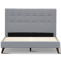Volga Queen Bed Platform Frame Fabric Upholstered Mattress Base - Grey