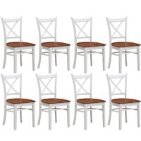 Lupin Dining Chair Set of 8 Crossback Solid Rubber Wood Furniture - White Oak
