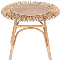 Holly 65cm Round Side Table Mango Wood Top Rattan Frame - Natural