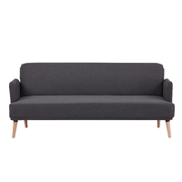 Merlin 3 Seater Sofa Futon Bed Fabric Lounge Couch - Charcoal