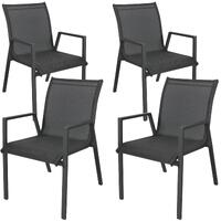 Iberia 4pc Set Aluminium Outdoor Dining Table Chair Charcoal