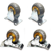 4x 3&quot; Heavy Duty Industrial 2x Swivel Brake + 2x fixed Caster Wheel Wheels Castor 500KG Trolley