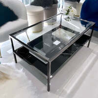 Interior Ave - Vogue Coffee Table - Black Marble Stone &amp; Glass