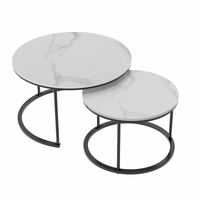Interior Ave - Executive Stone Nested Coffee Table Set - White &amp; White