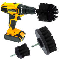 Tooleiz Three-Piece Electric Drill Set Bathroom Carpet Sink Cleaning Brush Head Black