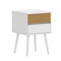 Oslo Bedside Table with 2 Drawer in White &amp; Natural