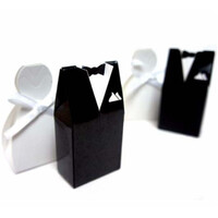 100 Pack of 50 Bride Gown and 50 Groom Tux Wedding Bridal Bomboniere Favor Candy Choc Almond Box - NW