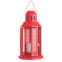 10 Pack of Red Metal Miners Lantern Summer Xmas Wedding Home Party Room Balconey Deck Decoration 21cm Tealight Candle