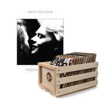 Crosley Record Storage Crate &amp; John Farnham Whispering Jack Vinyl Album Bundle