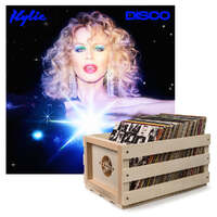 Crosley Record Storage Crate &amp; Kylie Disco - Black Vinyl Album Bundle