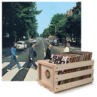 Crosley Record Storage Crate &amp; The Beatles Abbey Road - Vinyl Album Bundle