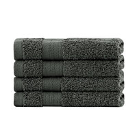 Linenland Bath Towel Set - 4 Piece Cotton Washcloths - Charcoal
