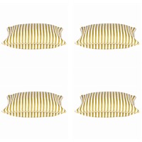 Pack of 4 Dandi Mustard Yellow &amp; White Striped Square Cushion Covers 40x40cm