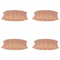 Pack of 4 Dandi Orange &amp; White Striped Nautical Cushion Covers 40x40cm