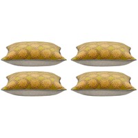 Pack of 4 Duffy Mustard and Grey Square Cushion Covers