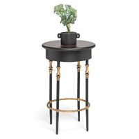 Wooden Round Gold Black Side Table with Finial Legs
