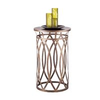 Round Iron Side Table with Cross Legs in Brass Finish