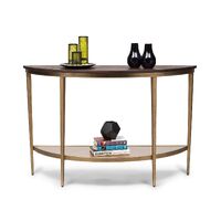 Dark French Brass Half Round Hallway Console Table with Wood Top