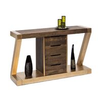 Contemporary Brass Wooden Z-Shaped Hallway Console Table with Drawers