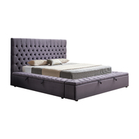 Queen Size Bedframe Velvet Upholstery Deep Grey Colour Tufted Headboard Deep Quilting