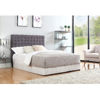 Bed Head Queen Charcoal Headboard Upholstery Fabric Tufted Buttons