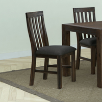 2x Wooden Frame Leatherette in Solid Wood Acacia &amp; Veneer Dining Chairs in Chocolate Colour