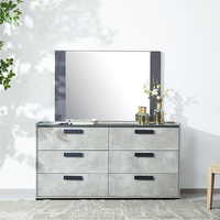 Tallboy with 5 Storage Drawers MDF Combination of Black &amp; Cement Colour