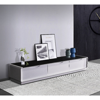 TV Cabinet with 3 Storage Drawers With High Glossy Assembled Entertainment Unit in Black &amp; White colour