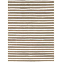 Beige/cream striped cotton kilim rug120x180 cm