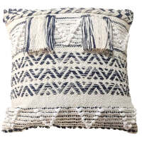 Blue/white woven &amp; tufted cushion cover