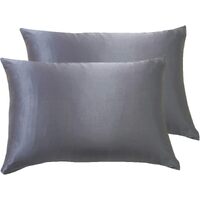 Luxury Pillowcase 2 Pack - 100% Pure Mulberry Silk on Both Sides - Charcoal