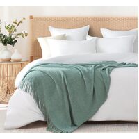 Micro Plush Knitted Woven Throw Blanket - Seafoam