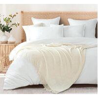 Micro Plush Knitted Woven Throw Blanket - Snow