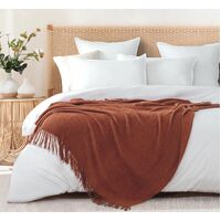 Micro Plush Knitted Woven Throw Blanket - Terracotta