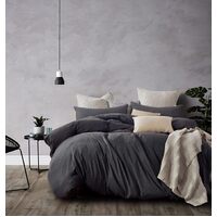 100% Jersey Cotton Quilt Cover Set - Black Marble - Single