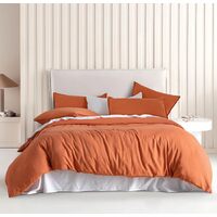 Vintage Washed Microfibre Quilt Cover Set (2Pcs) - Terracotta - Single Size