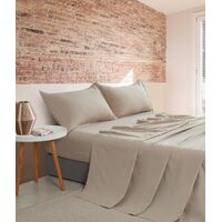Vintage Washed Microfibre Sheet Set with 1 Pillowcase - Linen - Single