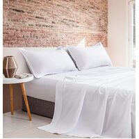 Vintage Washed Microfibre Sheet Set with 1 Pillowcase - White - Single