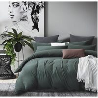 100% Jersey Cotton Quilt Cover Set - Green - Double