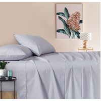 Vintage Washed 100% Cotton Sheet Set with 2 Pillowcases - Silver - Double