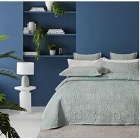 Lisbon Quilted Embossed Coverlet Set (3Pcs) - Sage - Double/Queen