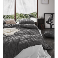 Tufted ultra soft microfiber quilt cover set-queen smoke