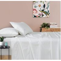 Vintage Washed 100% Cotton Sheet Set with 2 Pillowcases - White - King Size