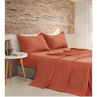Vintage Washed Microfibre Sheet Set with 2 Pillowcases - Terracotta - King