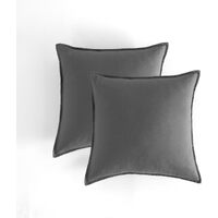Vintage Washed Microfibre European Pillowcases - Set of 2 Luxurious European Pillow Covers - Grey