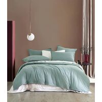Vintage Washed Microfibre Quilt Cover Set (3Pcs) - Seafoam - Super King Size