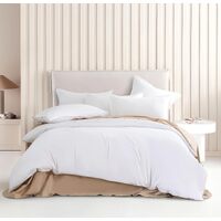 Vintage Washed Microfibre Quilt Cover Set (3Pcs) - White - Super King Size