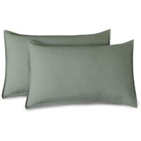 Vintage Washed Microfibre Standard Pillowcases - Set of 2 Luxurious Standard Pillow Covers - Khaki Green